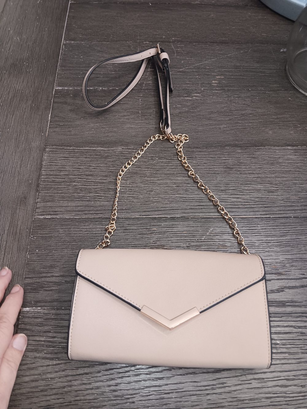 Pink Envelope Crossbody Bag with Gold Chain